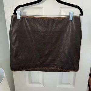 L'Academie Dark Brown Leather Mini Skirt